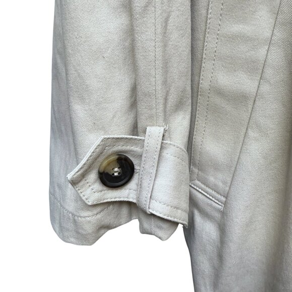 H&M Short Trench Coat XL Khaki Beige Cotton Womens Jacket Peacoat NWT - Picture 8 of 10
